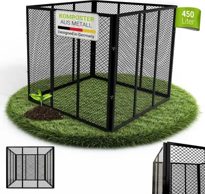 Produktbild von Juskys Metall Komposter 450 L, stabil, wetterfest & kompaktes Stecksystem – Schwarz