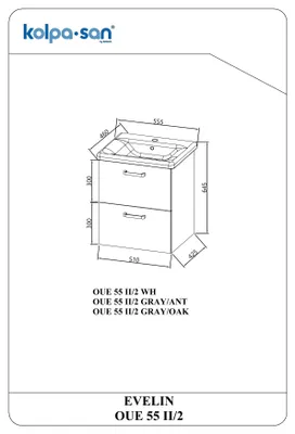 Imagen del producto de Mueble Kolpa EVELIN con lavabo, modelo OUE 55 II/2, color blanco