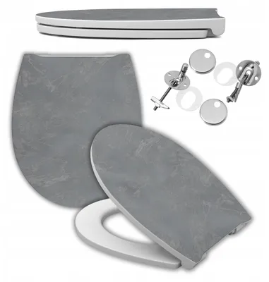 Produktbild von Universal WC-Sitz oval Marmor Grau, Duroplast, Soft-Close, abnehmbar, antibakteriell