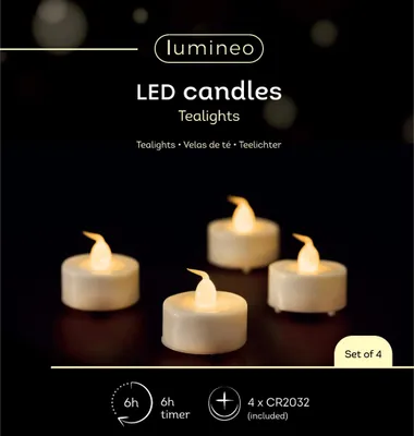 Produktbild von Lumineo LED-Teelichter - 4x Stuck - weis