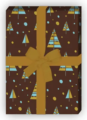 Produktbild von Cooles Designer Weihnachtspapier mit grafischen Weihnachtsbäumen, braun - G9828, 32 x 48cm