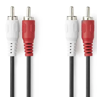 Obrázek produktu pro Stereo audio kabel | 2x RCA Hane | 2x RCA Hane | Nickelplaterad | 5,00 m | Kulatý | Svart | Označení