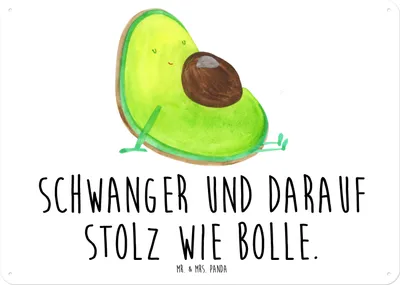 Produktbild von Mr. & Mrs. Panda Schild Avocado Schwangerschaft DIN A5 - Weiß - Geschenk, Metallschild, Liebe, tafel, Wandbild, Babyparty, Baby, Metallbild, Türschild