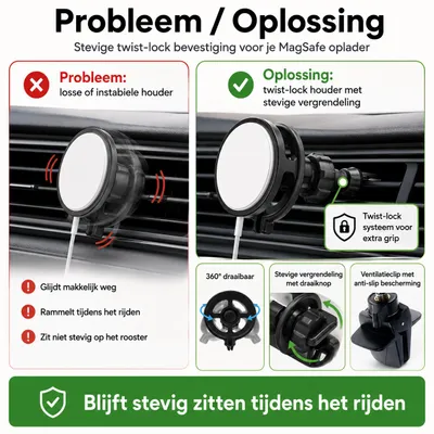 Productafbeelding van DrPhone K77 Autohouder Ventilatierooster – Compatibel met MagSafe Ring –