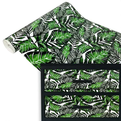 Produktbild von Klebefolie Möbel 45x100 cm - Dekorative Blätter - Möbelfolie Deko-Stil selbstklebend - PVC Folie für kreative Raumgestaltung - Selbstklebende Folie ideal für Küche, Bad und Möbel-Upcycling