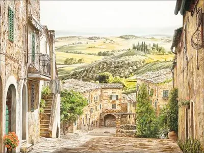 Produktbild von Leinwandbild Mediterranes Dorf II 77x57 cm