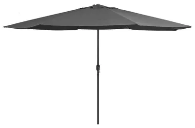 Obrázek produktu pro Slunečník o výšce 390 cm s klikou, ochrana proti UV záření, zahradní slunečník, terasový slunečník, kovová konstrukce, barva: antracit