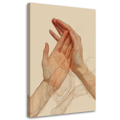 Obrázok produktu pre Obraz na plátne Minimalistické abstraktné ruky 80x120 Feeby Béžová obraz na stenu pripravené na zavesenie