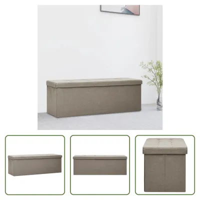 Obrázok produktu pre The Living Store Skladacia lavica s úložným priestorom Taupe ľanový vzhľad