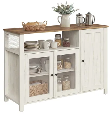 Obrázek produktu pro Kuchyňská skříňka se 3 dvířky | Barva: medová hnědá a vintage bílá | Rozměry: 110 x 33 x 75 cm