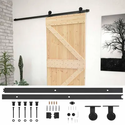 Zdjęcie produktu dla Drzwi przesuwne vidaXL w kolorze naturalnym i czarnym, 90 x 210 cm
