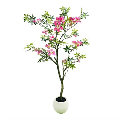 Productafbeelding van Kunstmagnolietak – voor binnen- en buitenveranda – decoratieve kunstplant – roze bloemen – 150 cm