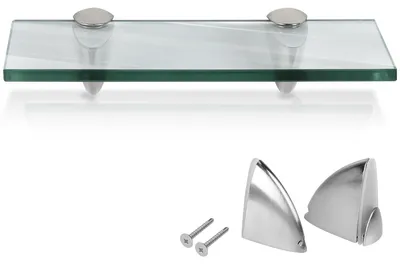 Produktbild von Eikuavons Glasregal 30 x 10 cm mit Halterungen, Klarglas Wandregal als Badregal, Glasboden Ablage für Bad, Küche und Wohnzimmer