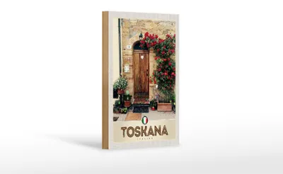 Produktbild von Holzschild Reise 12x18 cm Toskana Italien Natur Blumen Tür
