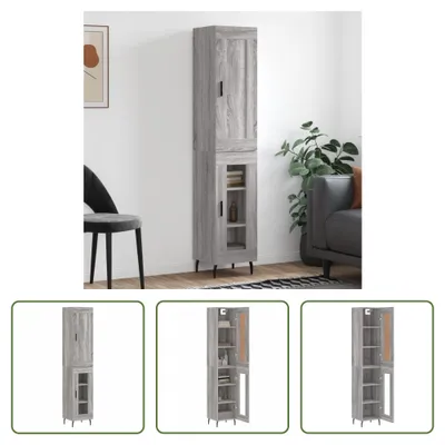 Produktbild von The Living Store Highboard Grau Sonoma 34,5x34x180 cm Holzwerkstoff