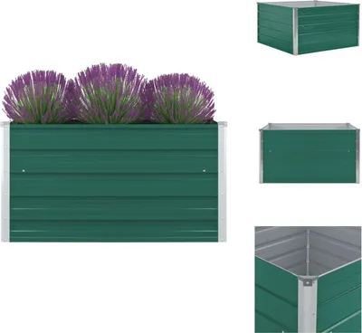 Zdjęcie produktu dla vidaXL Podwyższona grządka 100 x 100 x 45 cm Stal ocynkowana Zielona - Donice i doniczki
