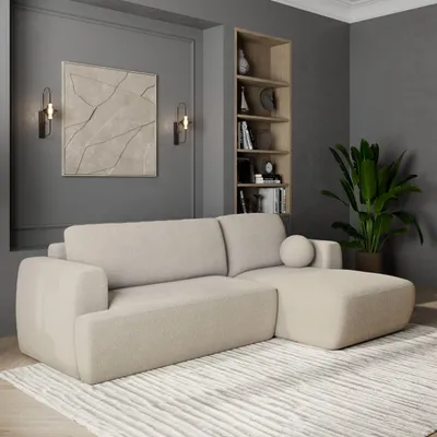 Produktbild von Masseno Ecksofa SENTI N R-S mit Schlaffunktion L-Form, Sofa mit Bettkasten, Wohnzimmersofa, Couch, Soffa, Bettsofa, Couchgarnitur- Creme, NOW OR NEVER 02