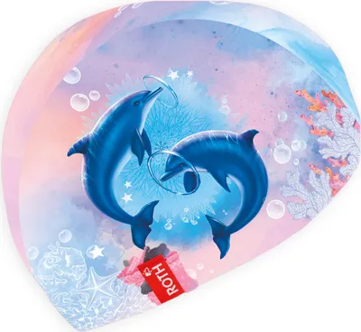 Produktbild von ROTH Kinder-Badekappe, 21x19 cm, 82% Polyester, 18% Elasthan, Delfine