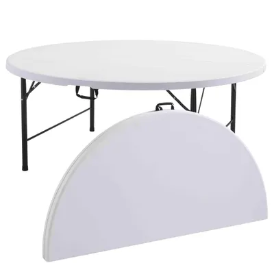 Produktbild von Runder Klapptisch von 180 cm - 10er-Set Weiß - Oviala REKKEM