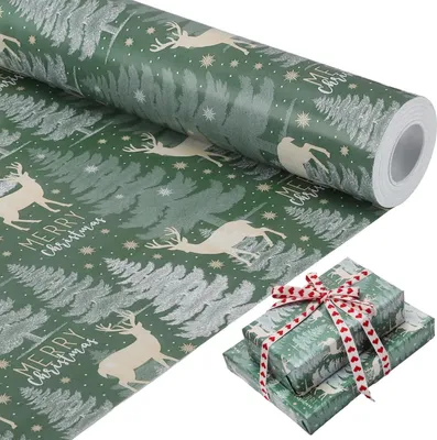 Produktbild von 300cmx43cm Geschenkpapier Weihnachten Rolle, Weihnachtspapier Rolle Weihnachtsgeschenkpapier für Geschenkverpackung Weihnachten Basteln
