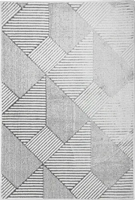 Produktbild von Teppich Wohnzimmer Schlafzimmer - 170x120 cm - Rechteckig - Grau - Waschbar - Moderner Teppich Geometrischer - Venedig
