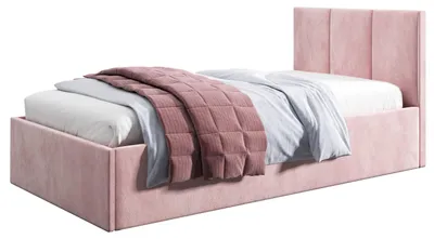 Zdjęcie produktu dla Belvedo Łóżko tapicerowane 90x200 cm - Różowe - Łóżko dzienne z pojemnikiem na pościel i stelażem - Tkanina Jasmine 61 - Basic Roma