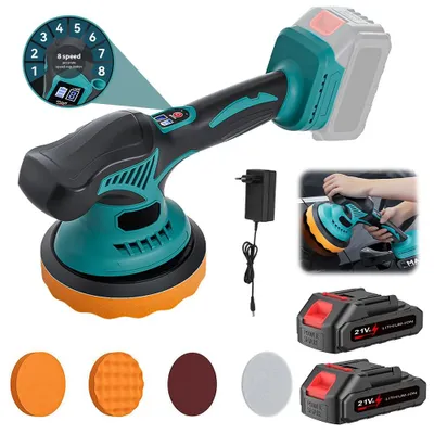 Produktbild von Autopoliermaschine - Elektrische Poliermaschine - 8 Geschwindigkeiten - Kabellos - 2 Akkus - Handgeführt