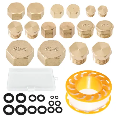 Blindstopfen-Set 16-tlg. Messing 1/8–1/2 Zoll