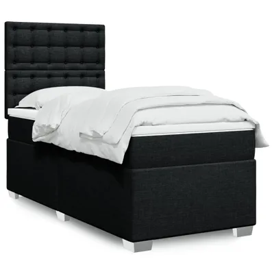 Produktbild von Möbel Boxspringbett mit Matratze Schwarz 80x200 cm Stoff - Polsterbett 3290331