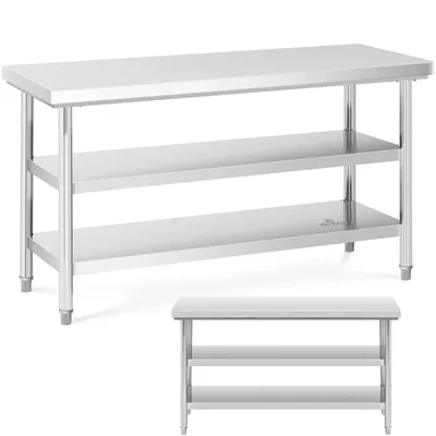 Obrázek produktu pro Pracovní stůl z nerezové oceli se 2 policemi 150x60cm