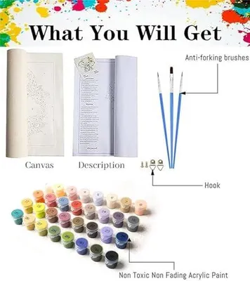 Produktbild von Malen Nach Zahlen Katze, Blume Malen Nach Zahlen Erwachsene DIY Paint by Numbers Anfänger Kinder Gemälde inklusive Pinsel und Acrylfarben Ölgemälde Leinwand Bastelset für Frau Geschenke,100x300cm -245