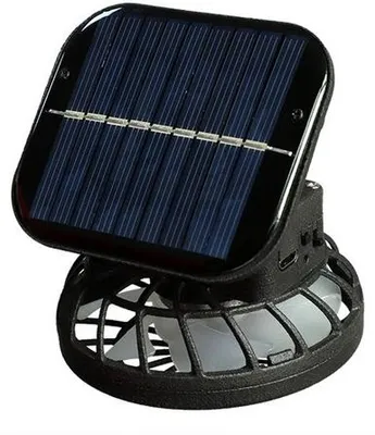 Zdjęcie produktu dla Wentylator solarny z uchwytem | Podwójne zasilanie: energia słoneczna i USB. Trzy poziomy prędkości. Wiele pozycji mocowania (szyja/ramiona/talia). Niezwykle lekki, cichy, przenośny i zapewnia chłód. Idealny dla wszystkich miłośników aktywności na świeżym powietrzu.