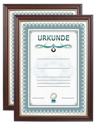 Produktbild von 2er 3er 5er 10er Pack Dokument Bilderrahmen 21x29,7 DIN A4 Urkunde Foto Rahmen - Farbe: 2er Pack Mahagoni