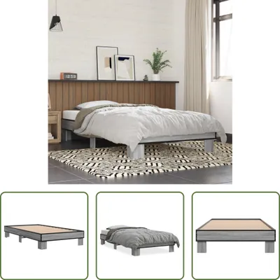 Produktbild von The Living Store Bettgestell Grau Sonoma 90x200 cm Holzwerkstoff und Metall
