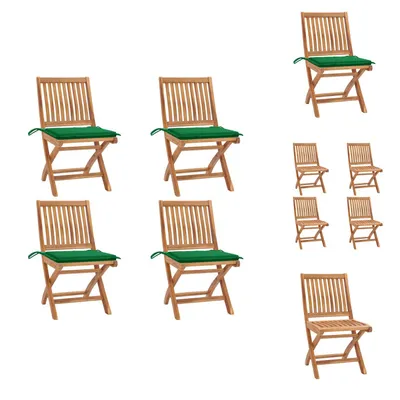 Imagen del producto de vidaXL: Juego de 4 sillas de jardín plegables con cojines, fabricadas en madera de teca maciza