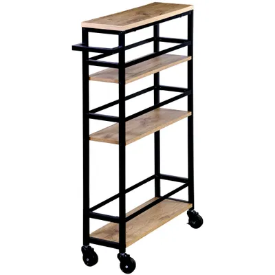 Produktbild von KESPER Nischenwagen – Metallgestell schwarz, 3 -Ablagen – 50 x 15 x 81 cm – Rollwagen mit 4 Rädern – platzsparend & mobil – Küchenregal - 2784213