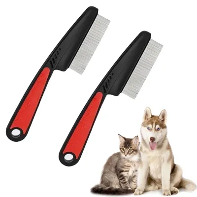 Productafbeelding van 2 stuks vloienkam voor katten van roestvrij staal, anti-vlooienverzorging
