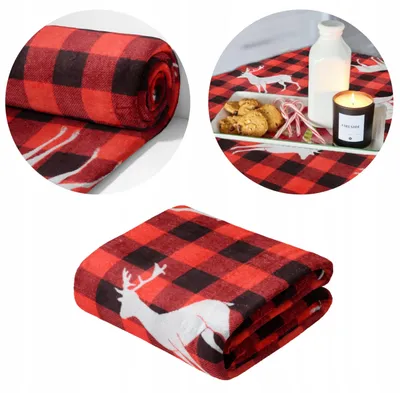 Produktbild von DOMAREX Warme Kuscheldecke Weihnachten Rot Kariert 150x200 cm