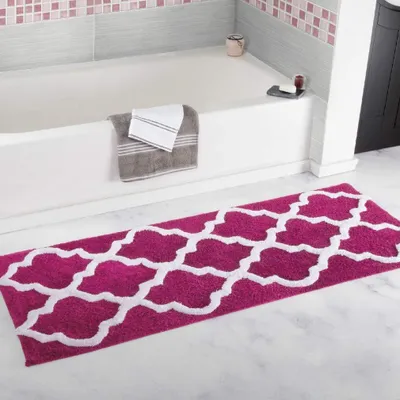 Obrázok produktu pre Protisklzová podložka do kúpeľne – mikrovlákno – 45 x 120 cm – ružová