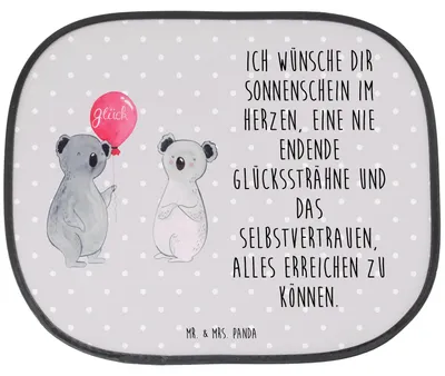 Produktbild von Mr. & Mrs. Panda Auto Sonnenblende Koala Luftballon - Grau Pastell - Geschenk, Geburtstag, Party, Sonnenschutz, saugnapf, hitzeschutz, Seitenscheibe, Autosonnenschutz