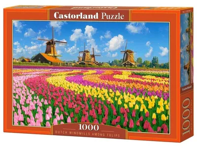 Zdjęcie produktu dla Puzzle 1000 Dutch Windmills Among Tulips C-105540-2