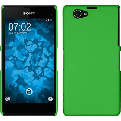 Produktbild von PhoneNatic Case kompatibel mit Sony Xperia Z1 Compact - Hülle grün gummiert Hard-case + 2 Schutzfolien