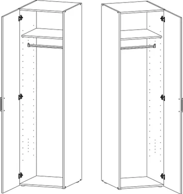 Produktbild von Garderobenschrank 1-türig weiß MIAMI-43, B/H/T ca. 40/185/54 cm