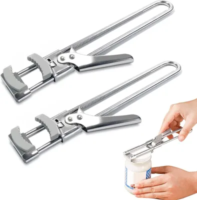 Produktbild von 2 Stücke Glasöffner Deckelöffner Edelstahl, Dosenöffner Manuell für Schraubgläser Verstellbare, Schraubdeckelöffner für Senioren Arthritis Frauen