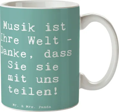 Produktbild von Mr. & Mrs. Panda Trinkbecher Spruch Musiklehrer Danke - Meeresbrise - Geschenk, Becher, Tasse, Henkelbecher, sagen, haferl, Bedanken, Wertschätzung, Anerkennung