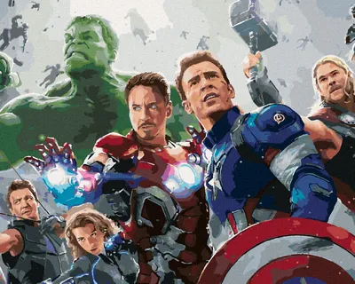 Obrázok produktu pre Zuty - Maľovanie podľa čísel - AVENGERS DO BOJA, 40x50 cm, bez rámu a bez vypnutia plátna