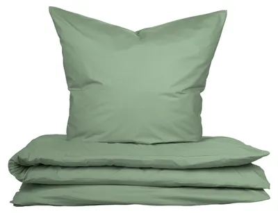 Produktbild von uncover by SCHIESSER Bettwäscheset Soho | Renforcé | 2-teilig | 100% Baumwolle | Unifarben | Weich und glatt | Verdeckter YKK-Reißverschluss | 135x200 cm + 80x80 cm | Grün