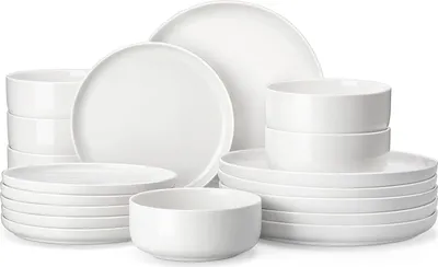 Image de Service de table en porcelaine Set 18 pièces blanc MALACASA Luna