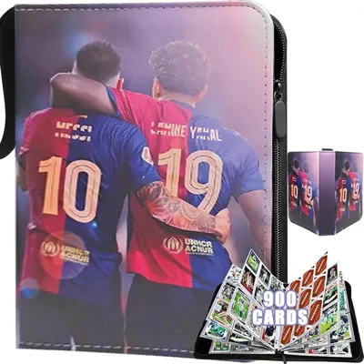 Immagine prodotto di Album per collezionare figurine di calcio, capacità per 900 figurine, con 9 scomparti, 50 pagine, realizzato inPoliuretanoimpermeabile, portatile e resistente agli urti
