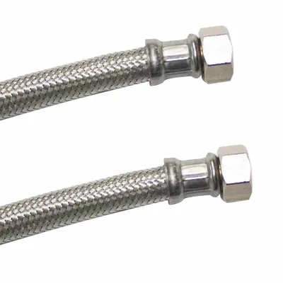 Produktbild von DN13 DVGW Panzerschlauch m. Edelstahlumflechtung 1/2" ÜM x 3/4" ÜM 800 mm
